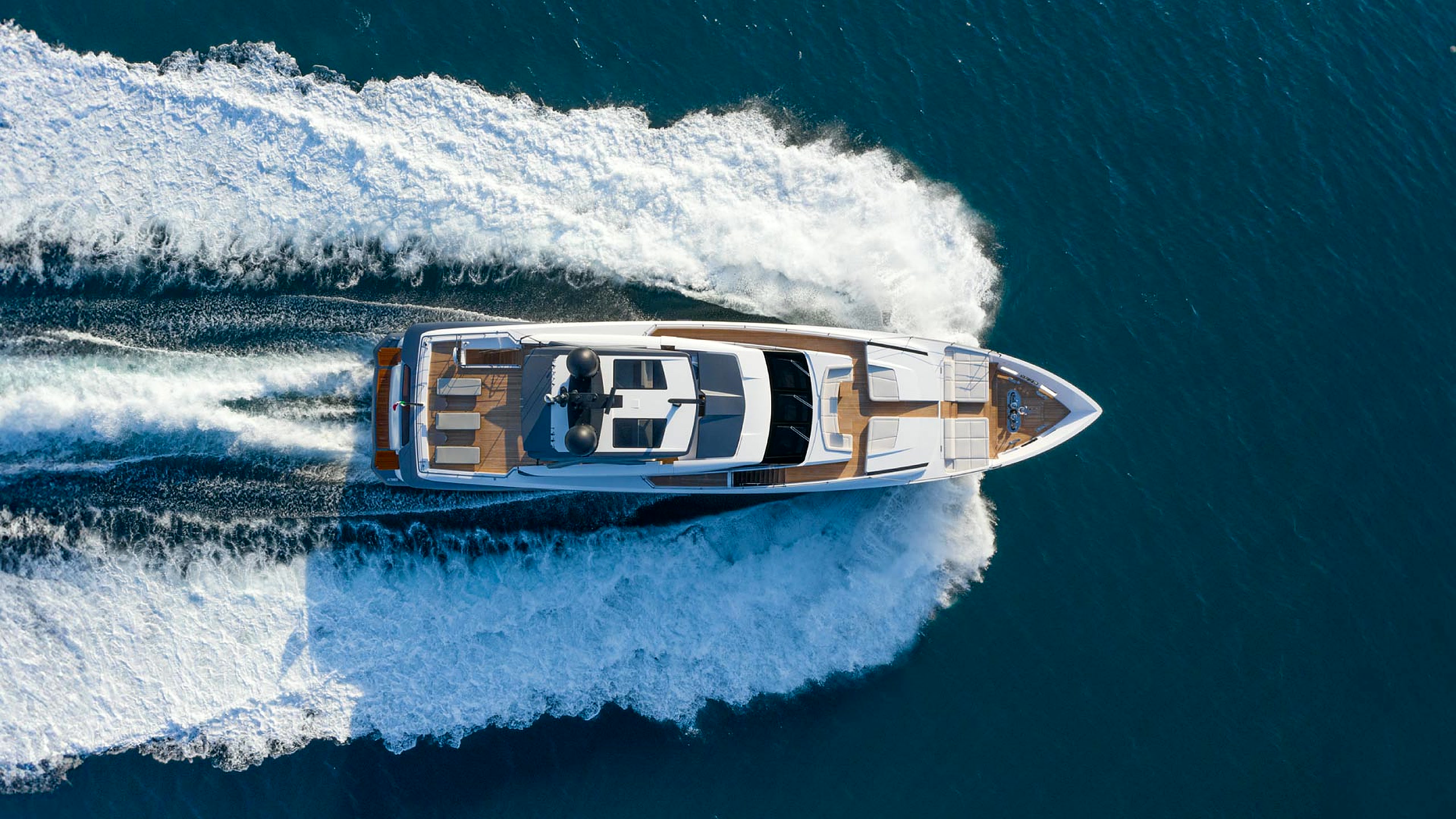 Luxury yacht with teak deck